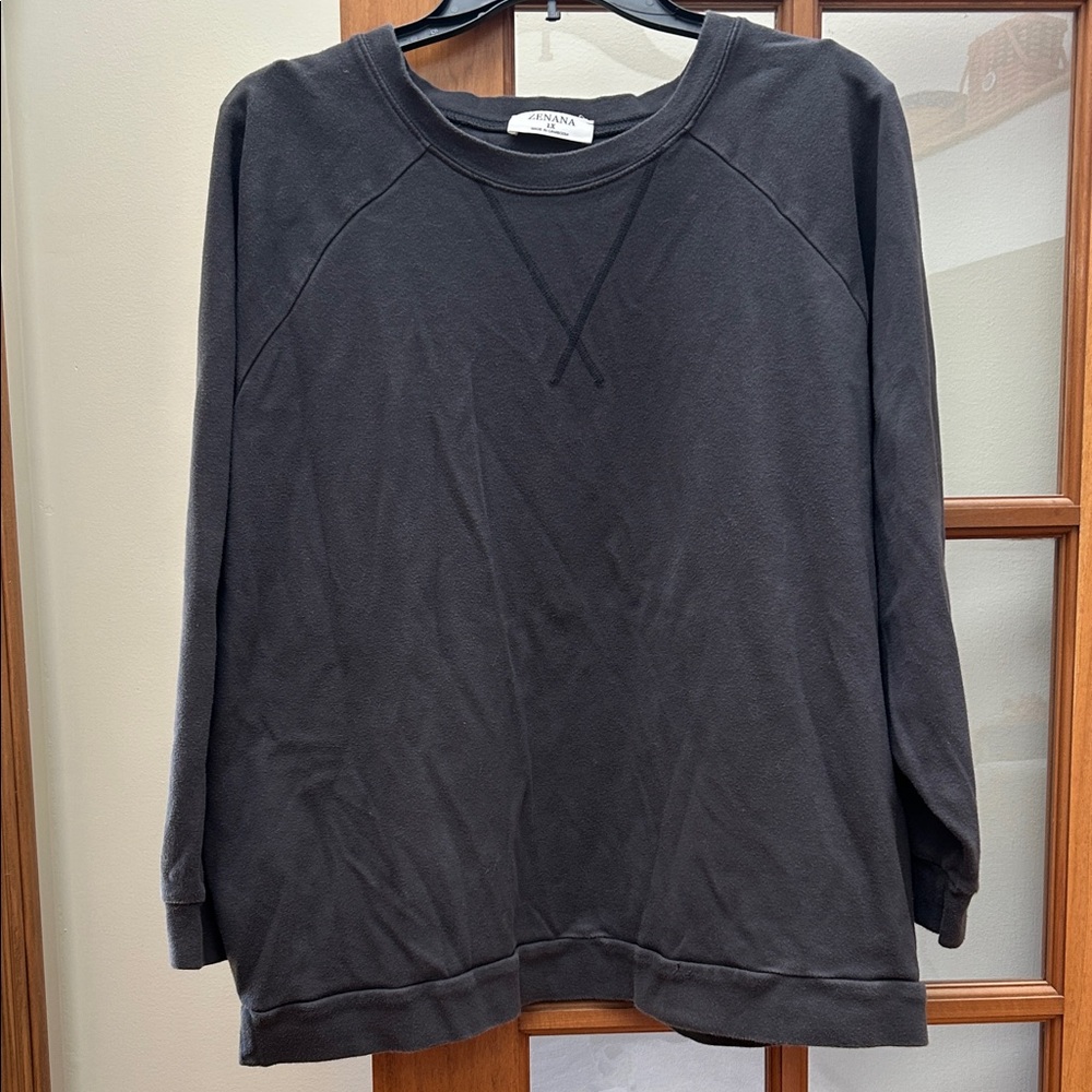 Zenana Outfitters Dark Gray Crewneck Top